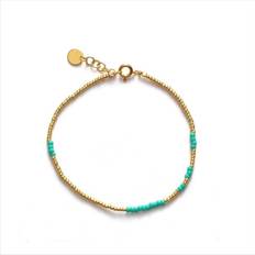 Asym Gold Plated Bracelet w. Aqua Beads