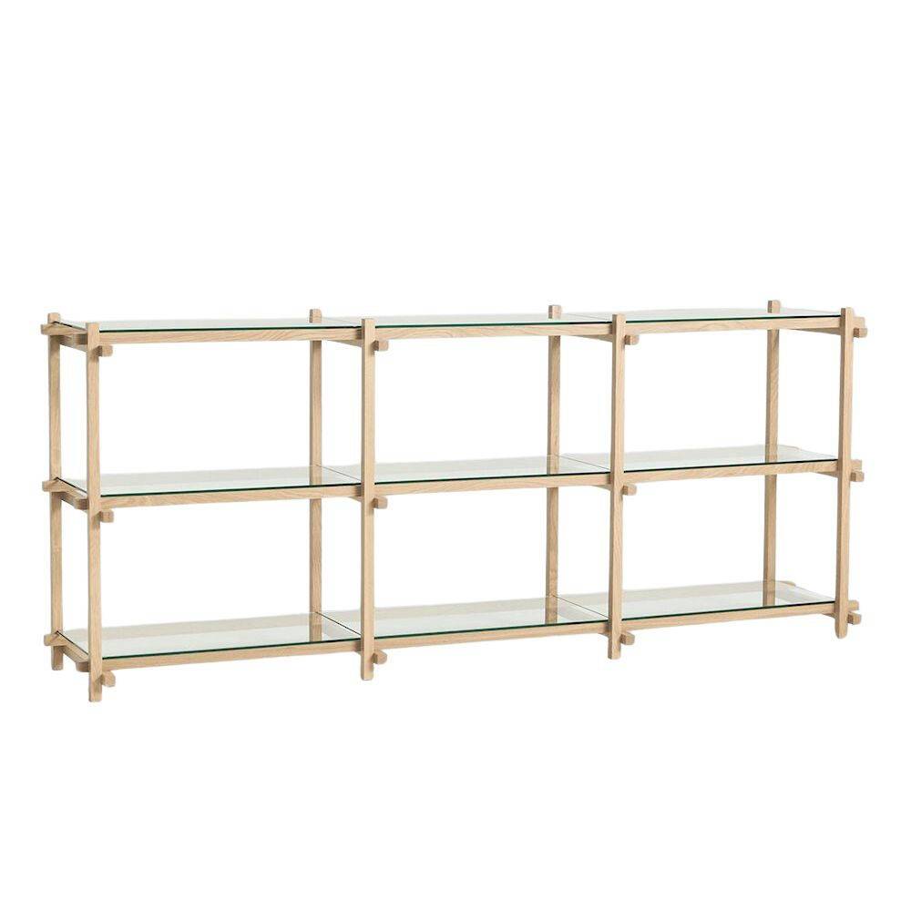 HAY Woody Shelving Soaped Oak Frame Unit Low Klarglas