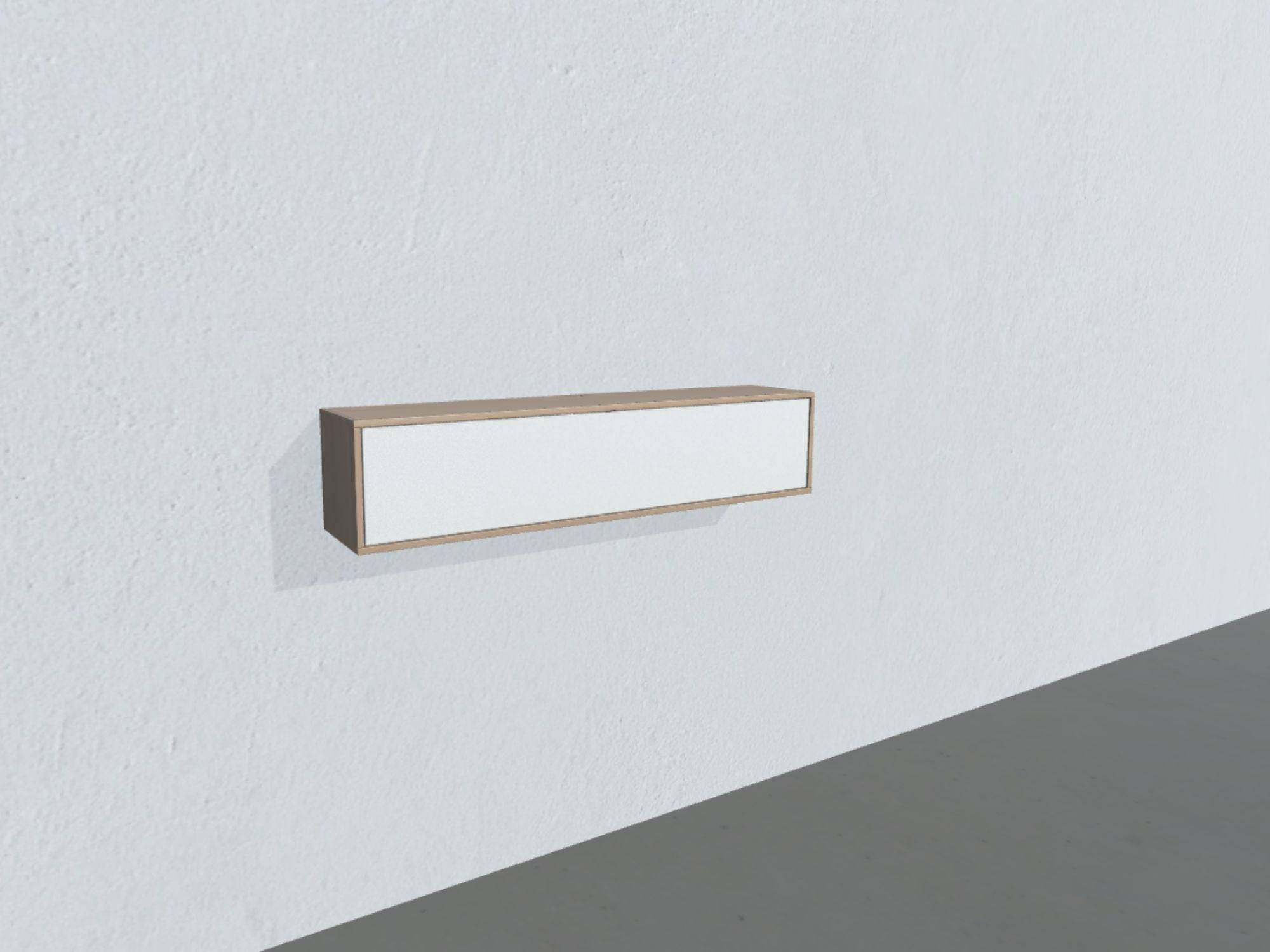 Square Classic TV-bord - opstilling 100 (massiv træ korpus, naturolieret eg massiv korpus, hvid stofklap, dybde: 20 cm)