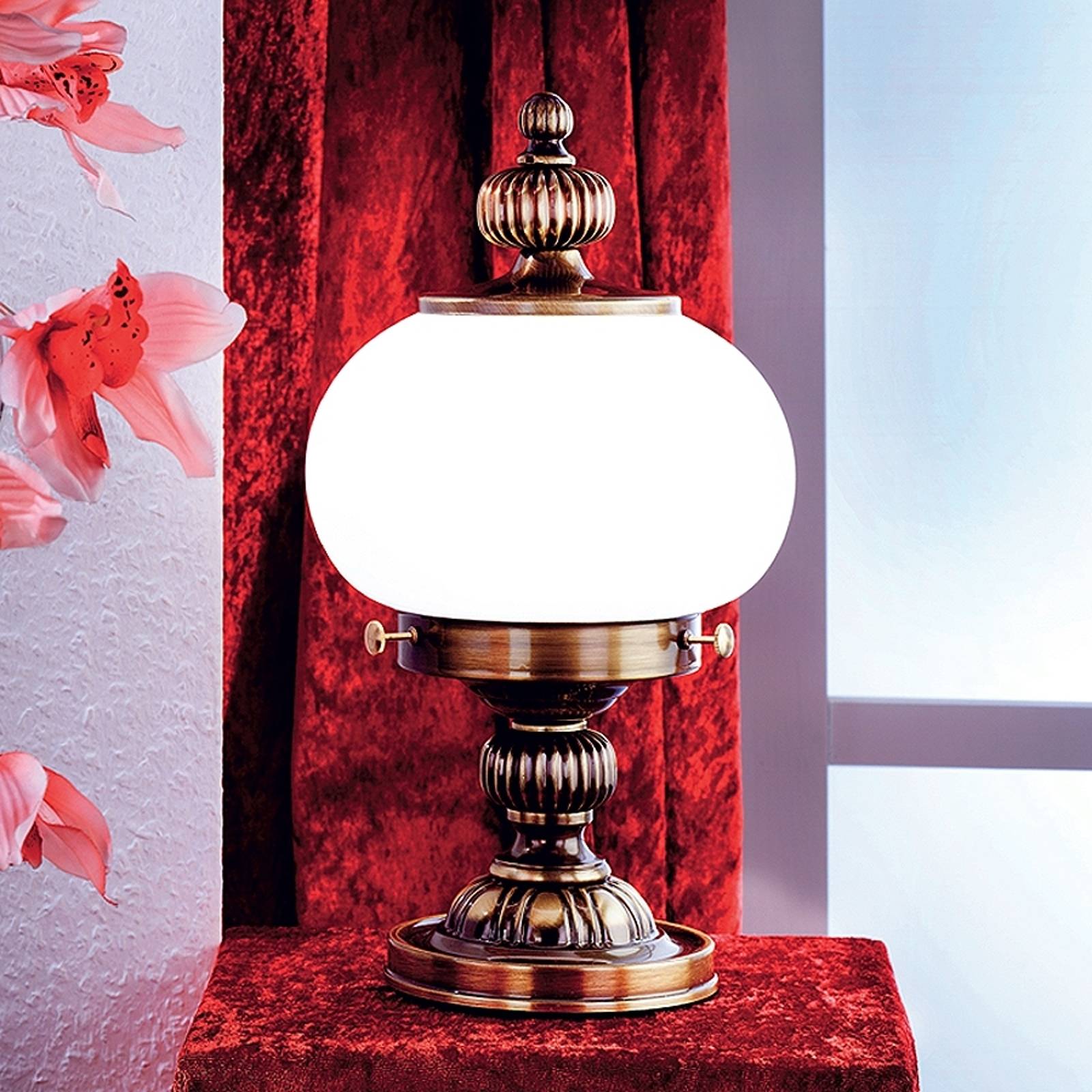 ORION Bordslampa DELIA, Brun / mässing, Vardagsrum / matsal, Mässing, Antik, Bordslampa