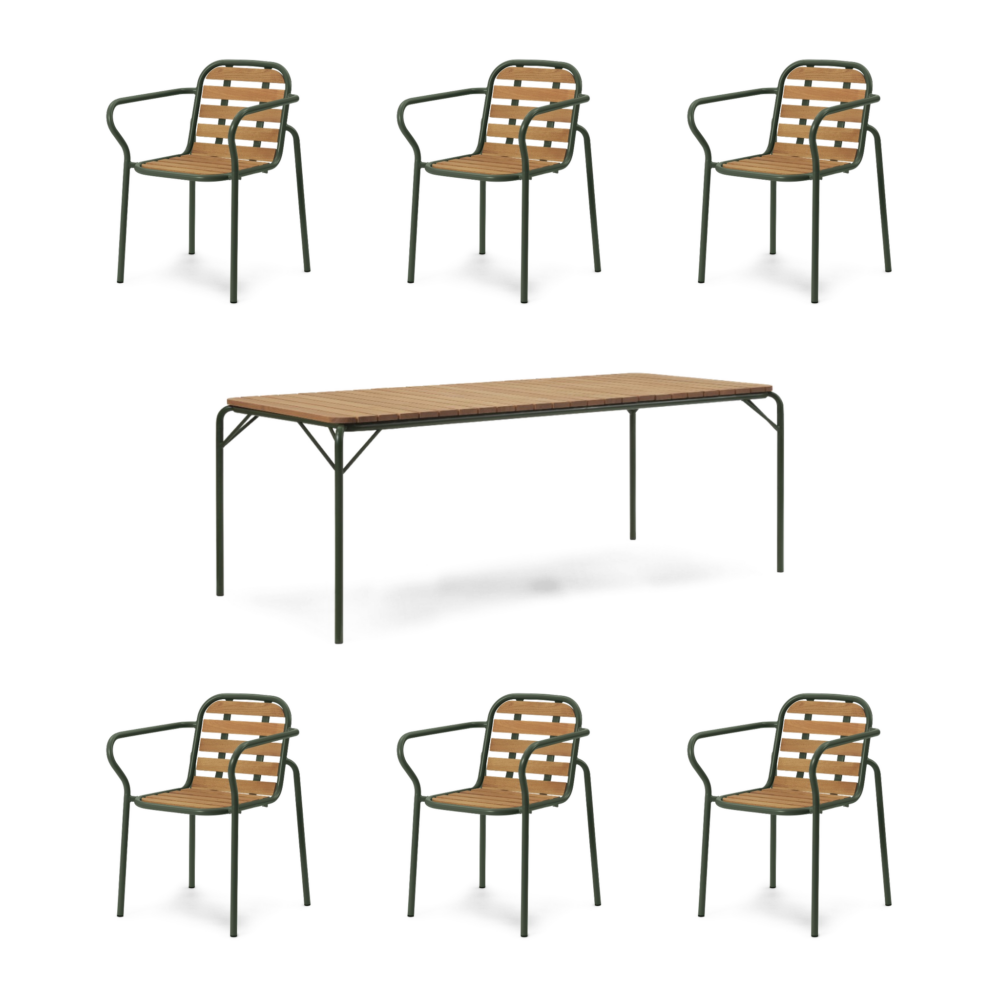 NORMANN COPENHAGEN - Vig Havesæt Dining L200, Olivengrøn.