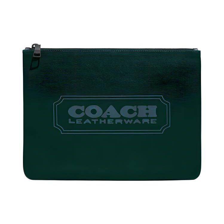 Coach Pouch Tech Series 30 Zipper Closure Canvas With Refined Calfskin Clutch Women clutch Dark-Green C7948-GTI4 Basic Set (Bag+Dust Bag)