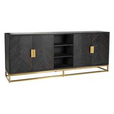 Blackbone sideboard i egetræsfinér og stål B225 cm - Sort/Guld