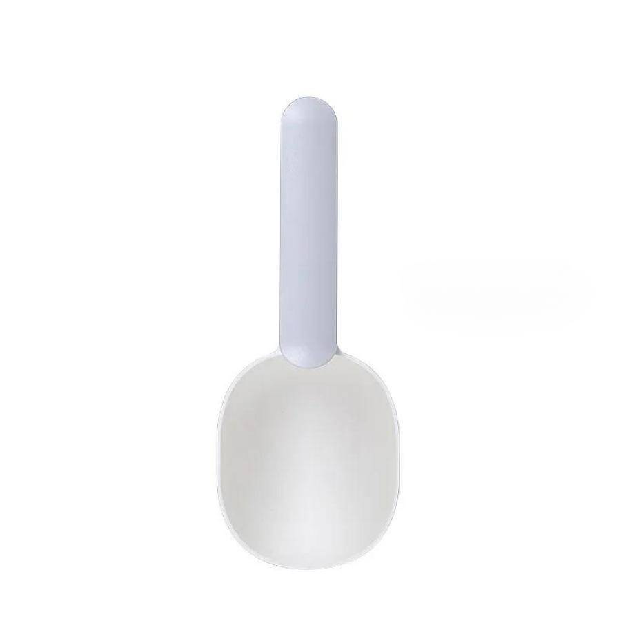 Pet food spoon Multifunctional Dog Food Cat Food Shovel Spoon Feeding Spoon Sealed Bag Clip Creative Measuring Cup Curved Design grå färg/vit