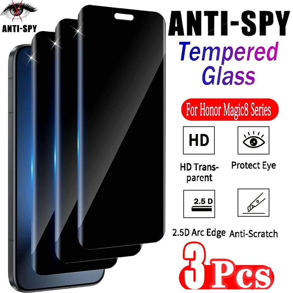 3 st Anti-spion skärmskydd för Honor Magic 8 7 6 5 Pro Lite X9A X9C Härdat glas för Honor 500 400 300 Pro 200 100 90 Lite