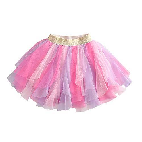 DXTON Flickkjolar, danskjol tyll, tyll, prinsessa, baby, barnkjol, paljetter, balettkjol, 2–8 år, Sk114, 5-6 År