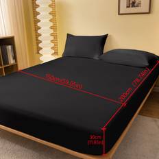 TEMU 1pc Fitted Sheet, Soft Comfortable Solid Color Black Bedding Fitted Sheet, For Bedroom Student Dorm, With Deep Pocket, Fitted Bed Sheet Only