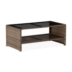 Comfort Garden Wisconsin Soffbord och Loungebord Utomhus 110 cm Beige Konstrotting Glas - Brun/Svart Balkongbord
