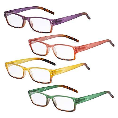 Glasögon damläsglasögon - 4-pack läsare för kvinnor som läser +4.00 4 Pairs Mix