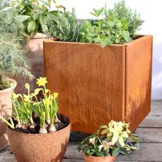 Modern plantekasse corten rust med bund 40 x 480 cm