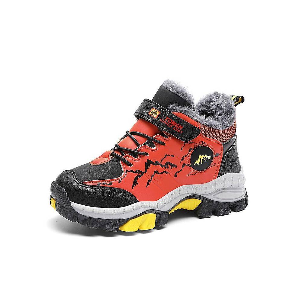 (33, Red) Kids Hiking Shoes Breathable Sneakers Non-Slip Boys Girls Winter Shoes Y113