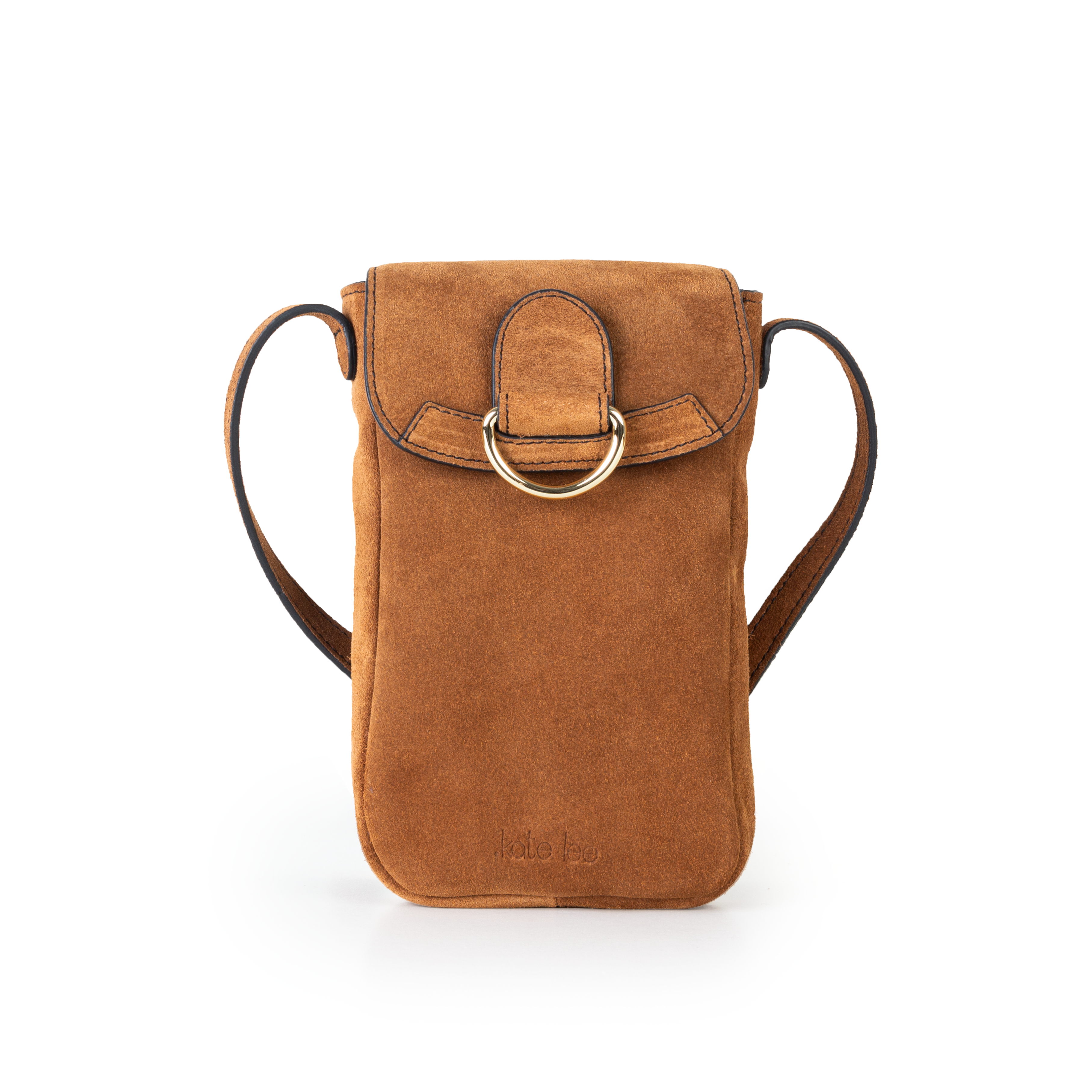 ZELIE V PHONE POUCH - Suede - Cognac - Cognac / Suede