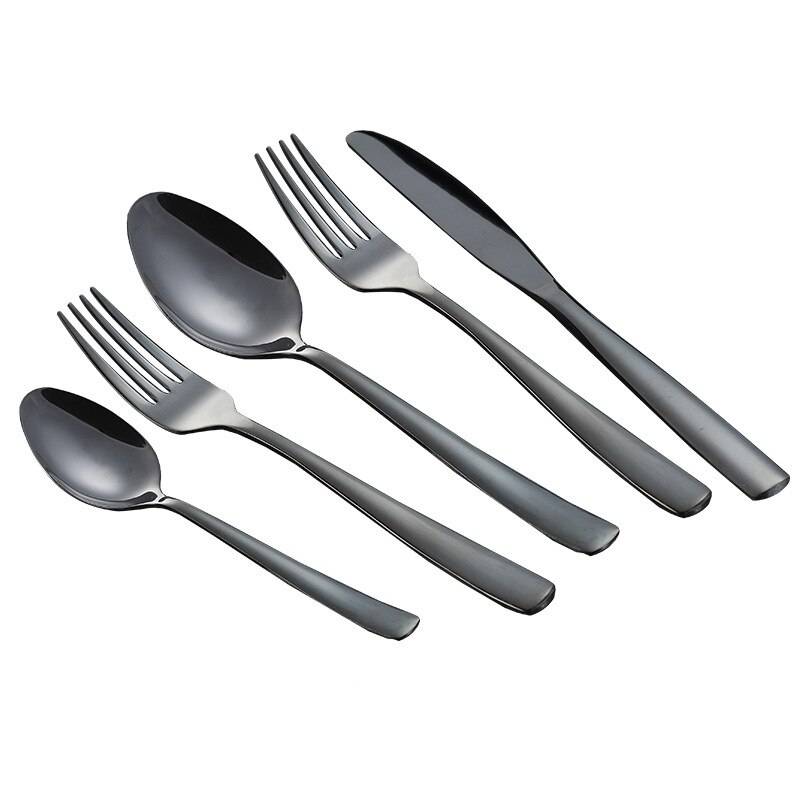 5 st Bestick Set Rostfritt Stål - Svart