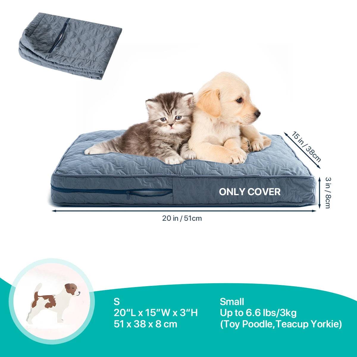 Orthopedic Dog Bed Washable Cover — Multi-Needle Quilted Foam Mat for Large Dogs & Crates - Slate Blue S