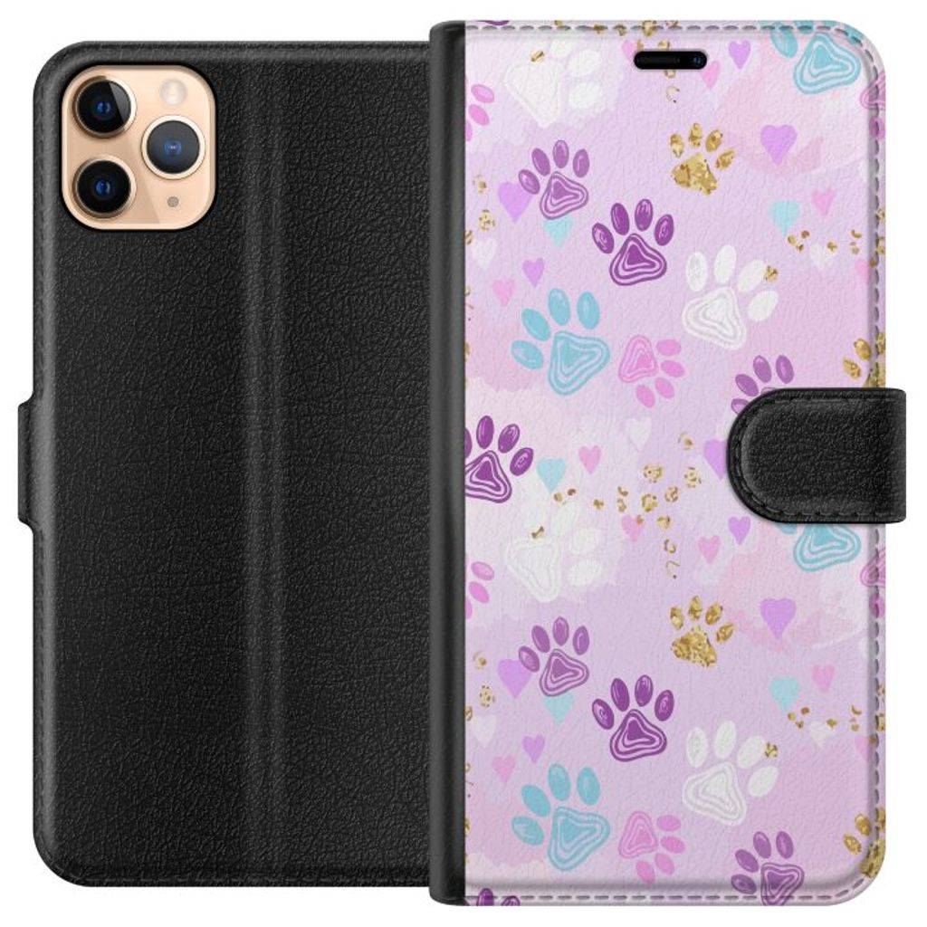 Apple iPhone 11 Pro Max Svart Plånboksfodral Kattavtryck