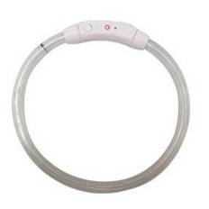 LED halsband för hund, lång batteritid, uppladdningsbart, 50 cm - Vit
