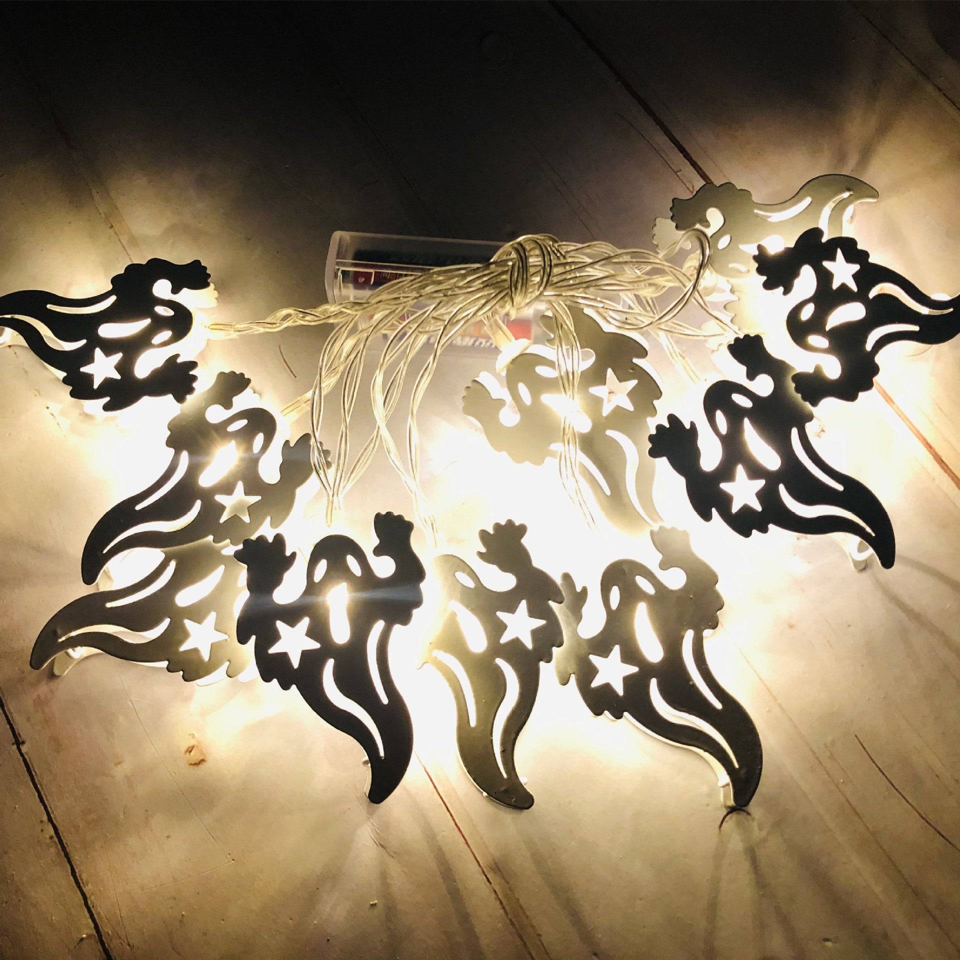 LED Halloween Garden Holiday Decoration Lights - Warm White / White Ghost / 1.65m 10lights USB