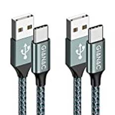 USB C Cable, [2pcs 0.5M] USB Type C Cable Nylon Fast Charge Type C Cable Sync Fast Charge Cable for Samsung Galaxy S20 S10 S9 S8 Plus Note 20 10 9 8 A3 A5 2017, Huawei P20 P10, Sony Xperia-Green