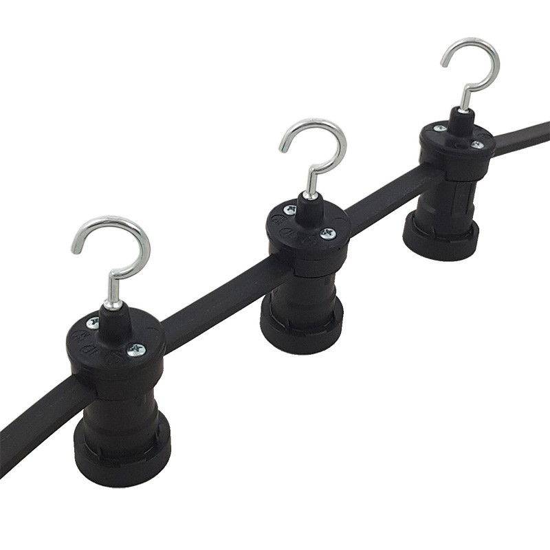 Ljusslinga Flatkabel E27 Svart med krok (12 m c/c 75 cm)