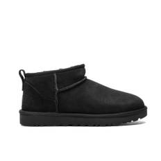 Ugg, Skor, Herr, Svart, 44 EU, Läder, Svarta Classic Ultra Mini Slip-On Stövlar