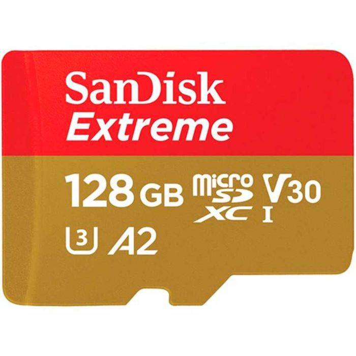 SanDisk Extreme microSDXC V30 A2 128GB 190MB/s -minneskort + SD-adapter