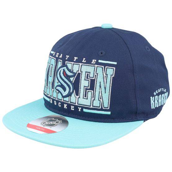 Outerstuff - NHL Blå snapback Keps - Kids Seattle Kraken Logo Flatbrim Cap Traditional Navy/Mint Snapback @ Hatstore