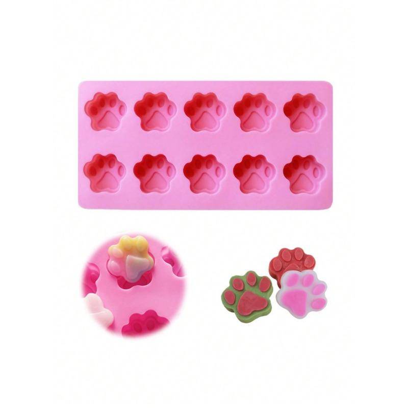Puppy Dog Paw Baking Pan, Silicone Dog Paw & Bone Mold Set, Non-Stick Silicone Mold For Chocolate, Candy, Jelly, Ice Cubes, DIY Baking Tools 1 Pc Dog Paw flerfärgad