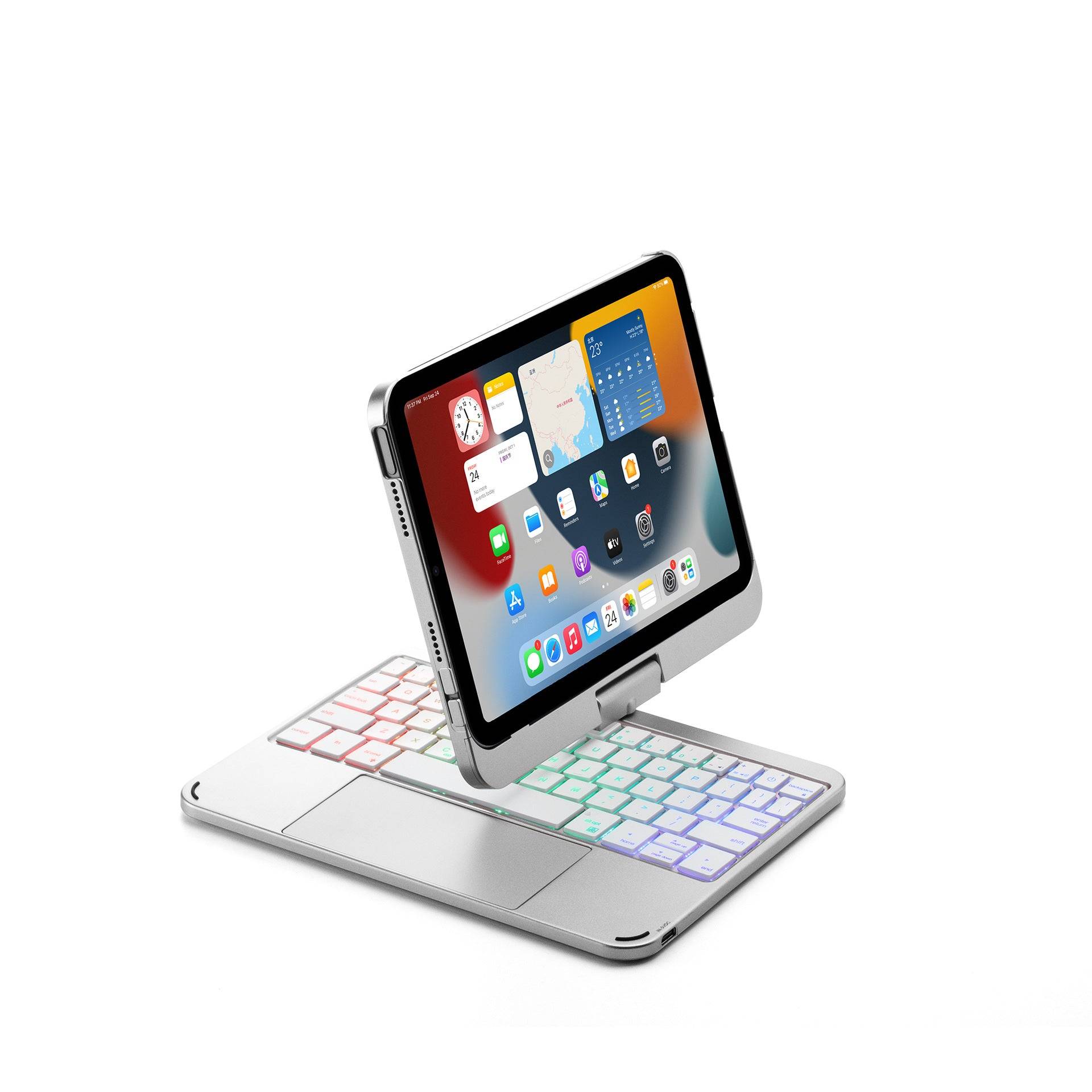 12.9 Inch Wireless Backlit Touch Rotary Bluetooth Keyboard - Silver / 8.3inch2021Padmini6