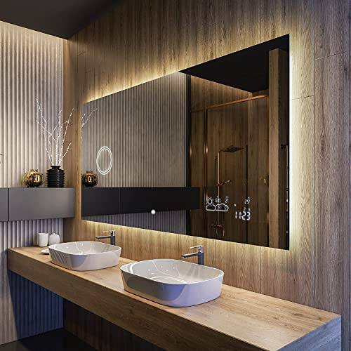 FORAM Badspiegel mit Beleuchtung - Led Spiegel Bad - 160x70 - Badezimmerspiegel Nach Maß - auf Individuelle Bestellung Gefertigt - Modernes Design - Ohne Rahmen