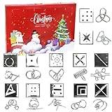 Adventskalender 2023, 24 stycken adventskalender 2023 flickor barn, pusselspel adventskalender med metallpussel tålamodsspel, minitankespel, jul adventskalender leksak pusselspel pussel