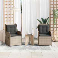 Trädgårdsbänk med kudde 2 pcs Ljusgrå Poly rattan