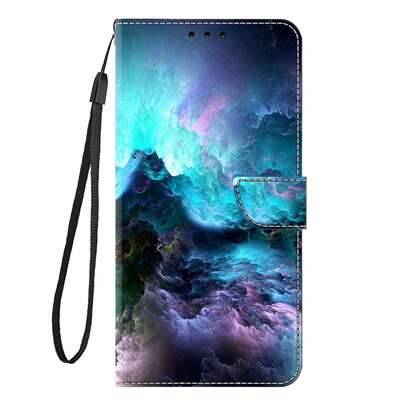 Aurora Cloud plånboksfodral i PU-läder för telefon med ställ, stötsäkert skyddsskal, kompatibelt med flera märken och modeller - Multifärgad (Multi-size)