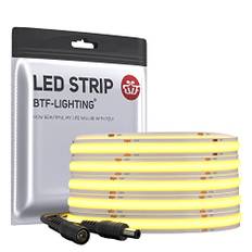 BTF-LIGHTING FCOB Flexibel LED-remsa med hög täthet 16,4FT/5M 528LEDs/m naturlig vit 15W/m 24V dimbar deformerbar FOB COB LED-ljusband för sovrum kök hem inomhusdekoration