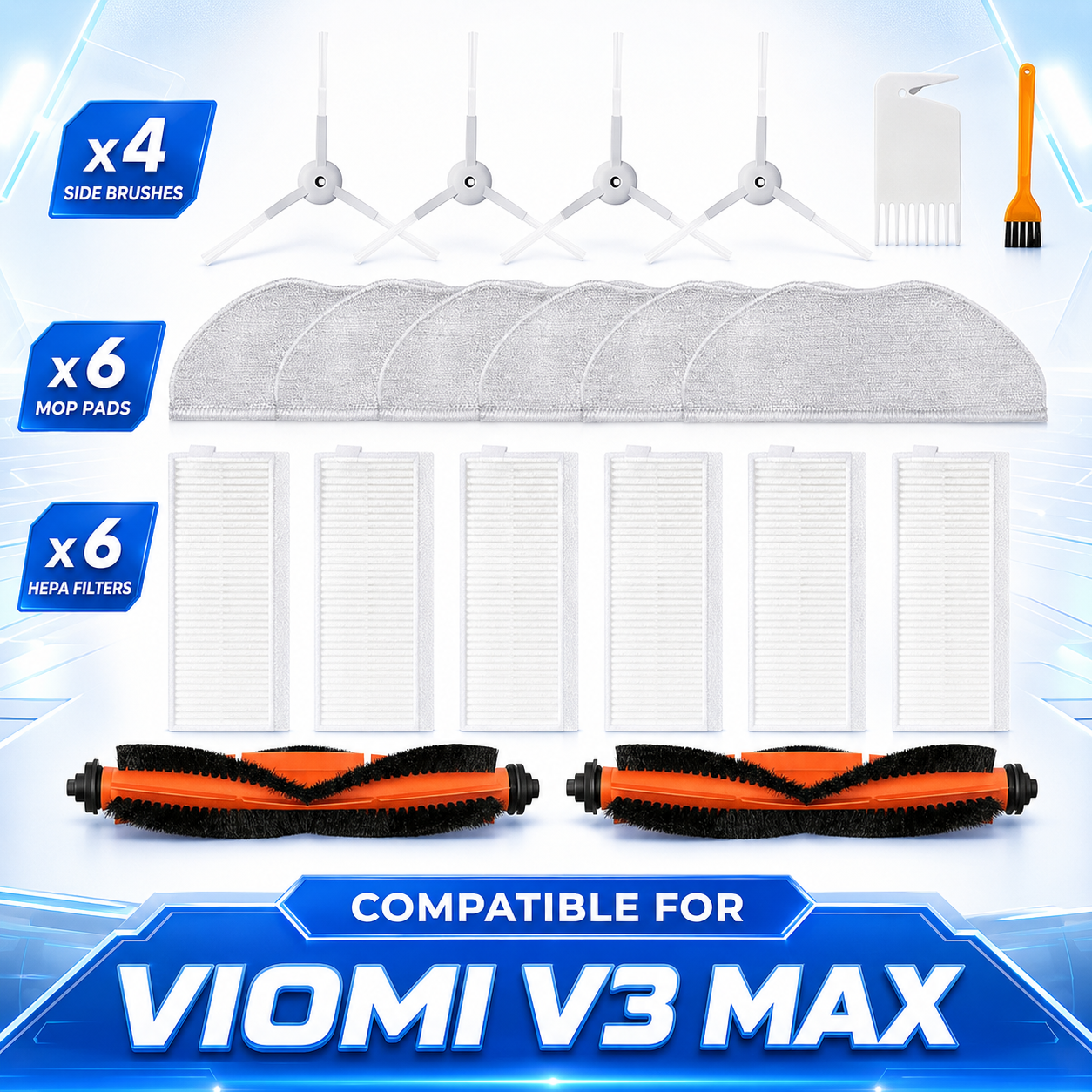 For Xiaomi Viomi V3 Max Robot Vacuum Cleaner Main Side Brush Hepa Filter Mop Rag Replacement Spare Parts Accessories V-RVCLM27B