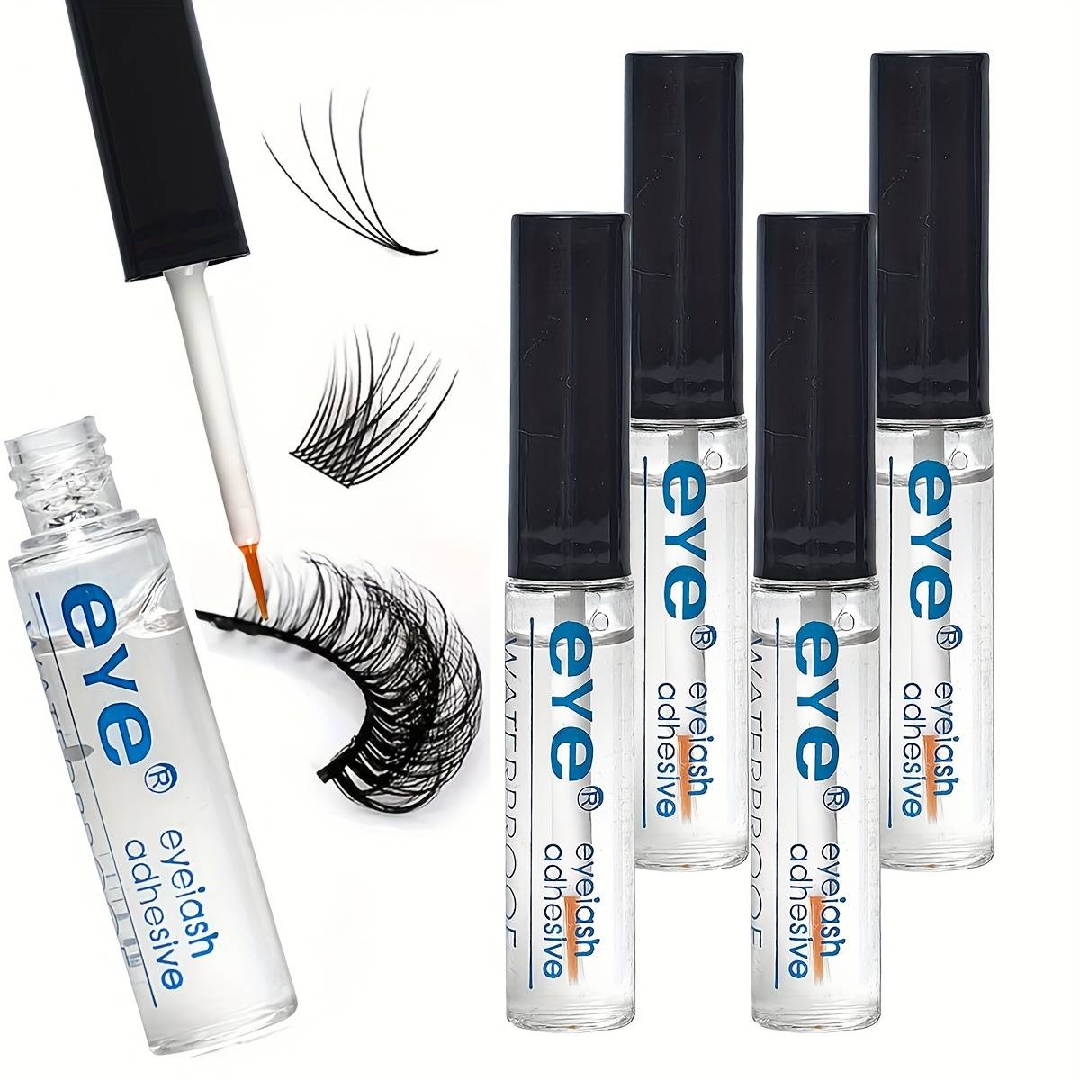 TEMU A Pack Of 4 Waterproof Eyelash Glues That Are Strong, Invisible, Transparent, And Odorless, Suitable For All Types Of False Eyelashes