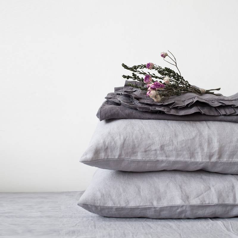 Hovedpudebetræk Vasket Hør - Light Grey - Linen Tales - 70x90.