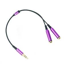 Minijack splitter til høretelefoner. 3.5mm stik. Metallic lilla