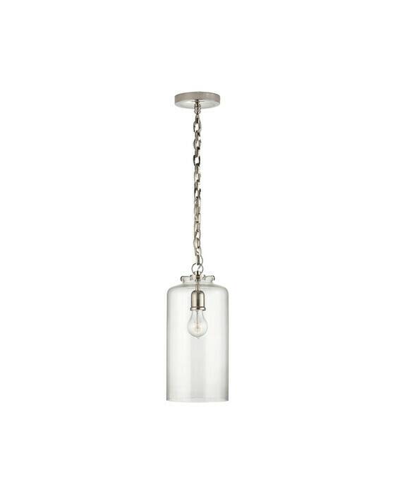 Katie Cylinder Pendant Polished Nickel/Clear Glass