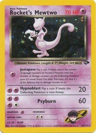 Rocket's Mewtwo - 14/132 (Holo) - Let Brugt (LP).