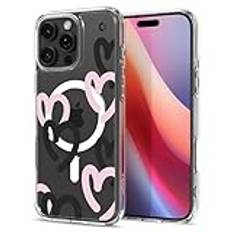 Spigen Ultra Hybrid MagFit Skal Kompatibel med iPhone 16 Pro Max Case Fodral -Hearts Black Pink