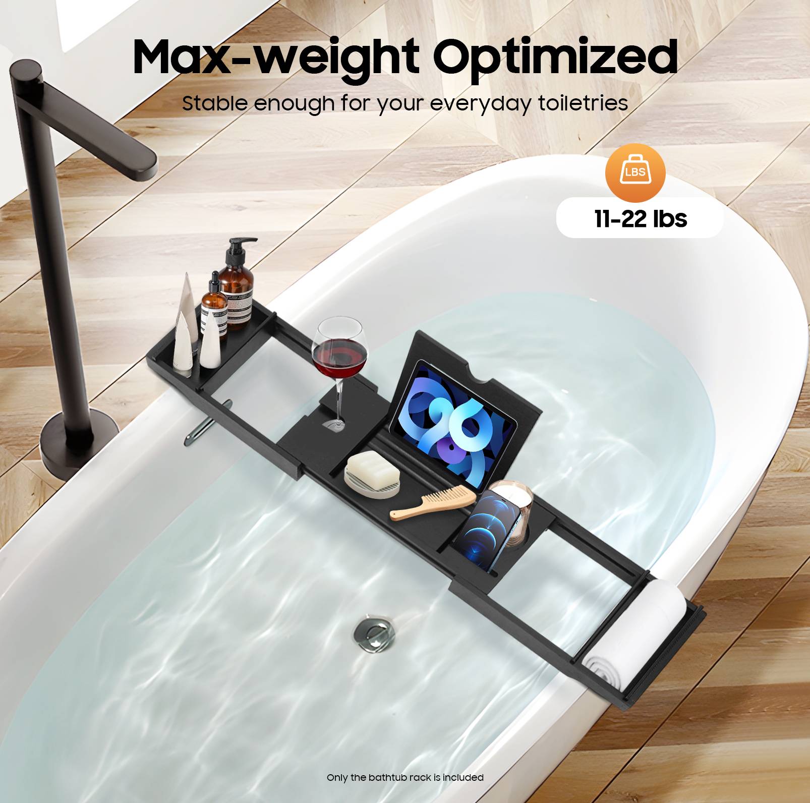 Bathtub Shelf Extendable Bathroom Bathtub Tray Bamboo Bath Tub Rack Towel Book Holder Storage Organizer Accessories