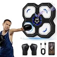 YORWHIN Music Boxing Machine för barn, Bluetooth boxningsutrustning med boxhandskar, väggmonterad elektronisk boxningsmaskin (svart)