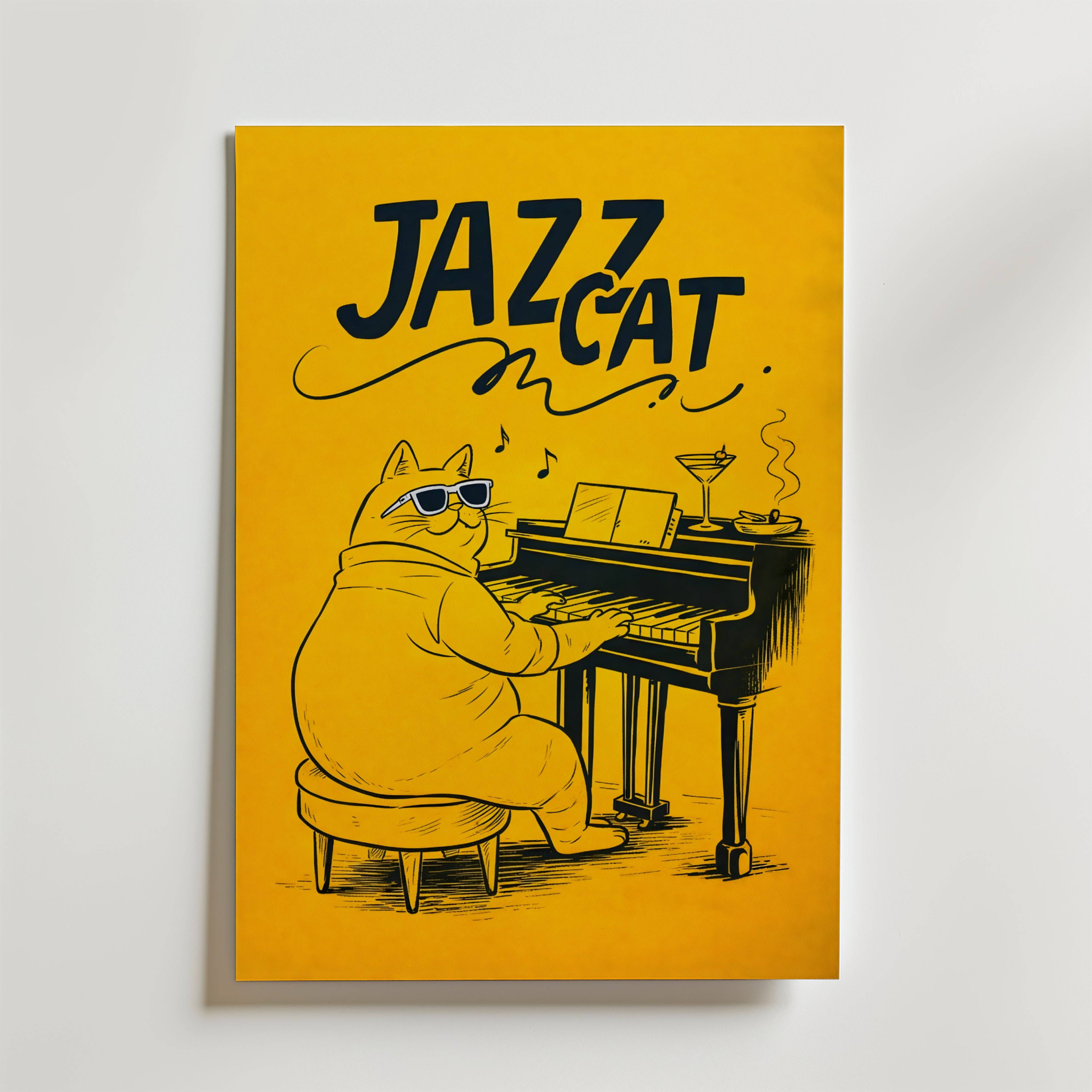 Jazz Cat Poster - Fine Art Poster 100x140 cm