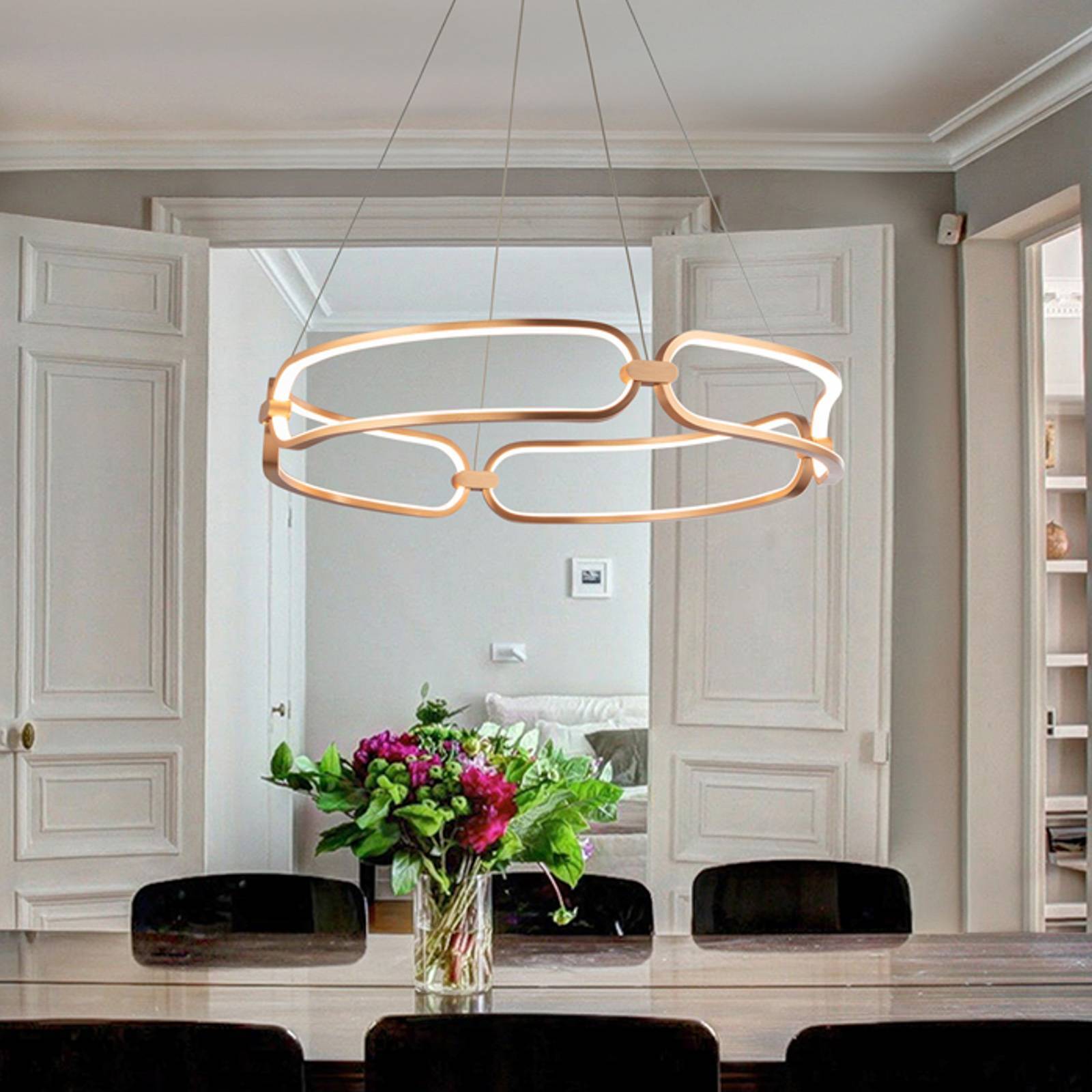 Schuller Valencia Pendellampa Colette, Mässing / guld, Vardagsrum / matsal, Aluminium / grå / zink, Modern
