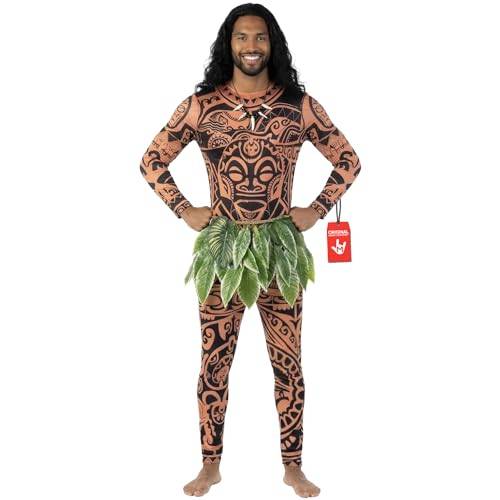 Morph polynesisk kostym vuxna män, Hawaiian maskeradklänning, lövkostym halloween karaktär kostymer för män, X-Large