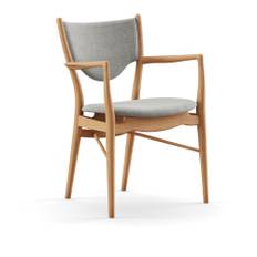 House of Finn Juhl - 46 Armchair, Dark oiled oak, Cat. 1 Remix 123 - Spisebordsstole - Finn Juhl - Træ farvet,Grå - Træ/Tekstilmateriale