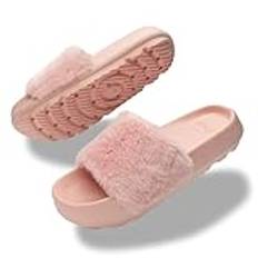 Knuffis Pantoletter dam päls tofflor dam badtofflor badtofflor plysch badtofflor dam tofflor päls, ROSA, 36 EU