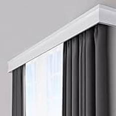 3-in-1 Double Curtain Tracks Curtain Pelmet, Window Curtain Pelmet Box Curtain Rail Curtain Track System, Metal Curtain Rod And Decorative Valance Drapes Rod(Size:250cm/98.4in/8.2ft)