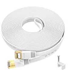 ikbc 20 m platt Ethernet-kabel, Cat7 Ethernet-kabel 20 m höghastighetsinternetkabel RJ45 Lan nätverkskabel, 10 Gbps 750 MHz internetpatchkabel (20 clpis)