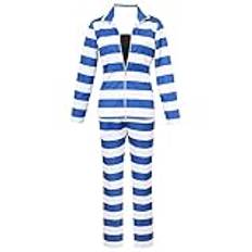 Animationart Detentionhouse Nanbaka Uno No.11 fängelse kläder cosplay kostym full uppsättning outfit halloween (stor, blå)